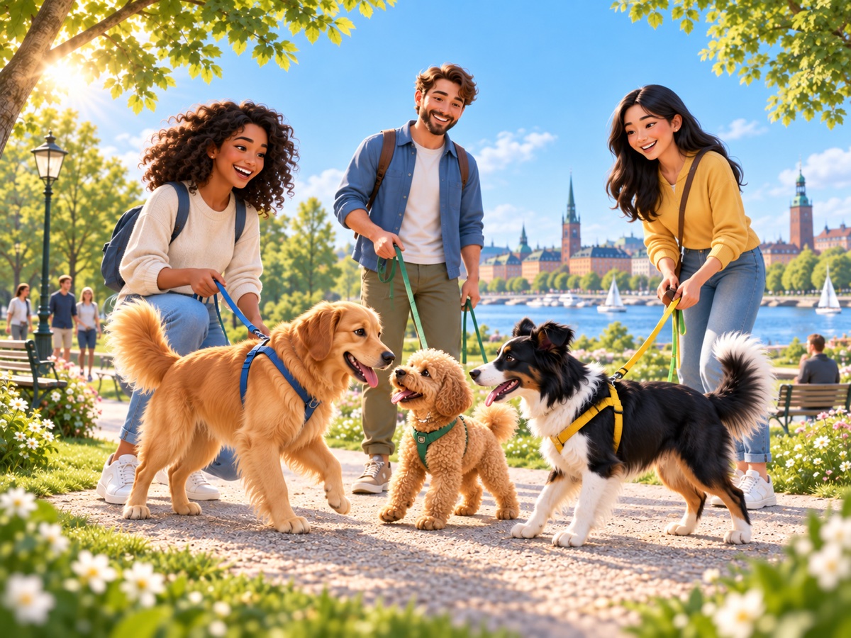 Hundeeiere som møtes på tur med hundene sine
